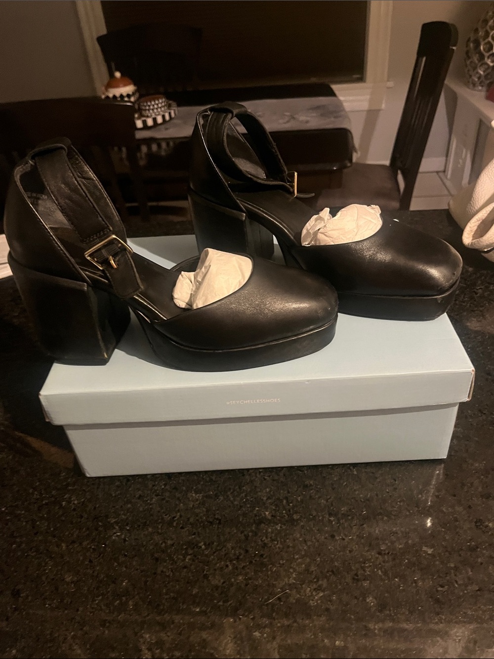 Seychelles black leather platform
